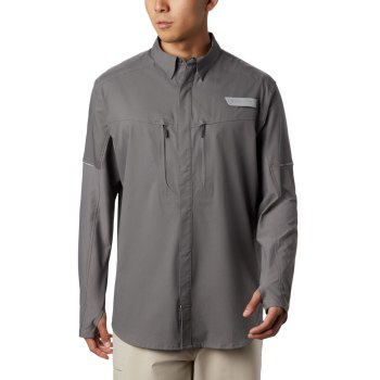 Columbia Overhemd Heren, PFG Force XII Zero Long Sleeve Hybrid Grijs, 37PHMQBSD